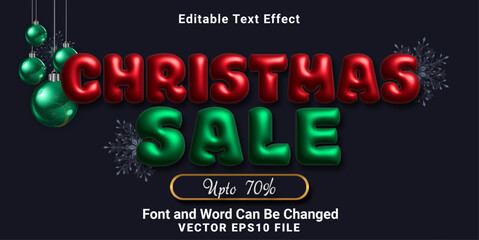 3d inflate christmas sale text effect.typhography logo