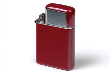 Red metallic lighter with silver accents on white chrome
