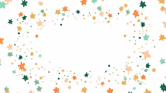 Colorful star and dot border on white background
