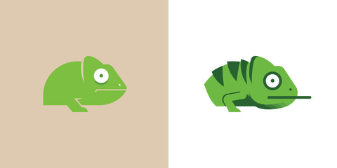 Chameleon Icons Vector Illustrations in Green for Digital Design and Branding