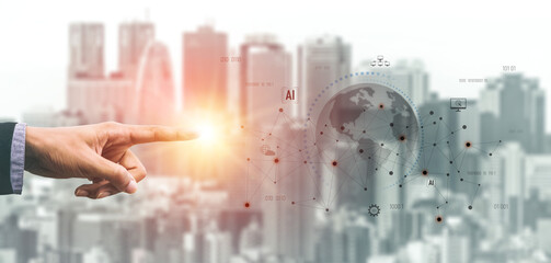 Global AI network showing connection between AI, global, and network elements across the digital world and data infrastructure Vouch
