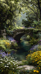Tranquil Stone Bridge Amidt Verdant Wilderness: A Hiden Natural Sanctuary