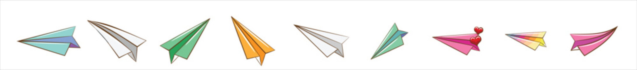 Send icon vector design and illustration, graphic design.
Hand drawn doodle paper plane collection. Vector set of flying origami airplane sketch icons, vector illustration.