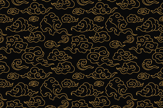 Cloud background, seamless Chinese oriental pattern vector