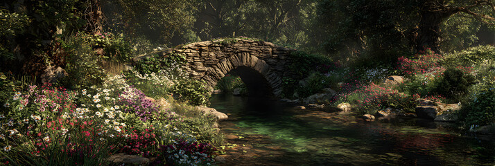 Tranquil Stone Bridge Amidt Verdant Wilderness: A Hiden Natural Sanctuary