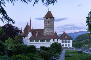 Spiez city in switzerland with a castle view at sunshine