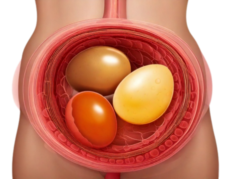 Human Stomach with Eggs Inside, Front View, Realistic 3D Vector Illustration, Isolated on Transparent Background PNG