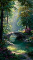 Tranquil Stone Bridge Amidt Verdant Wilderness: A Hiden Natural Sanctuary