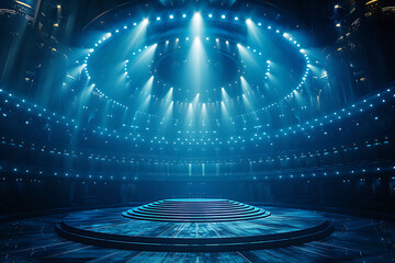 青い光に包まれた近未来ホール　静寂と叡智を感じるモダン建築空間