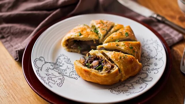 Delicious Mushroom Strudel: Golden Pastry, Savory Filling, Elegant Presentation