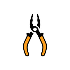 Illustration of orange and black handled pliers tool on transparent background