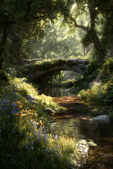 Tranquil Stone Bridge Amidt Verdant Wilderness: A Hiden Natural Sanctuary