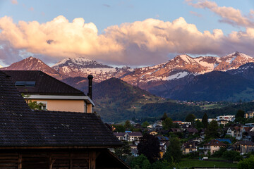 Spiez city in switzerland at sunshine moment of the day