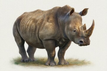 White rhinoceros standing on grassy ground animal wildlife