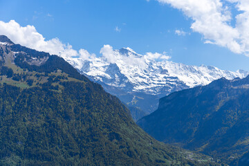 swiss alps with a view from Harder Kulm mountain in europe