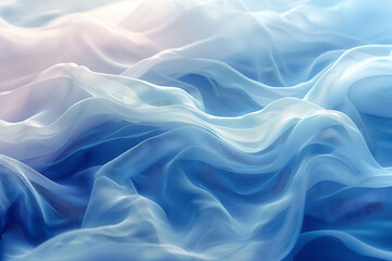 Obraz premium 流れる青い布が生み出す柔らかで幻想的な抽象デザイン