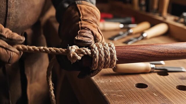 Hitch layered in turns, each wrap stacked with precise spacing.