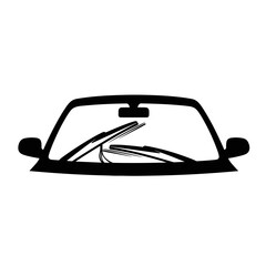 Car windshield wipers in action clearing rain from glass  