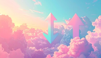 Upward Trend in Pastel Cloudscape.