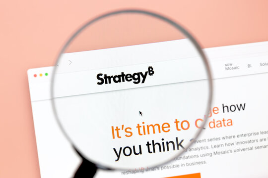 Ostersund, Sweden - Nov 8, 2025: Strategy website. Strategy Inc., formerly known as MicroStrategy, is an American company that provides business intelligence (BI) and mobile software