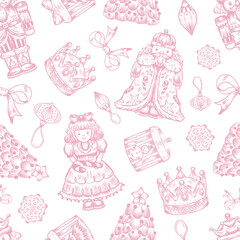 Christmas Seamless Pattern, Pastel Snowman and Santa Ornament Digital Paper, Holiday Sweet (PNG, JPG Digital Download)