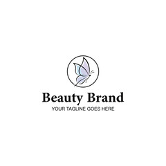 Elegant Minimalist Butterfly Line Art Beauty Brand Logo with Creative Illustration