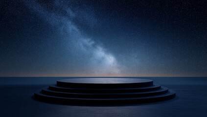 Tiered Podium Under Starry Night Sky isolated on a transparent background © Atick Tajwar Khan