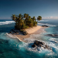 Elysian Oasis: The Pristin Sanctuary of Untouched Isand Amidst Azure Waves andLush Greenery