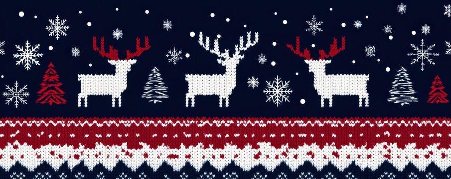 Festive Christmas sweater pattern with reindeer and snowflakes capturing winter holiday spirit