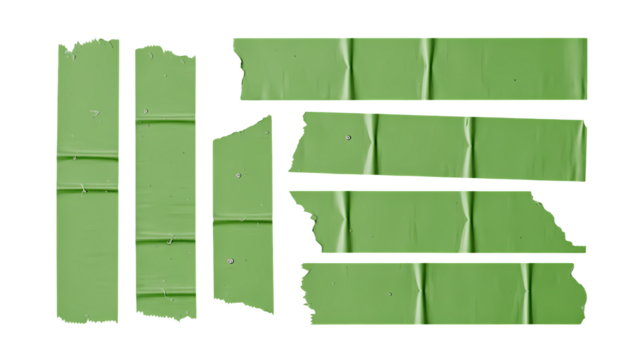 Abstract artwork of green adhesive tape, showcasing layers and the beauty of imperfection.