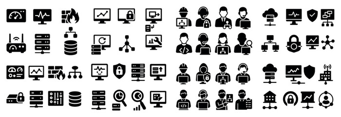 Technology icons set for networking and security
