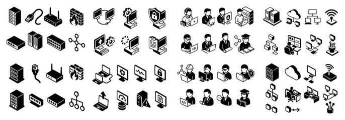 Technology icons set featuring diverse computing elements