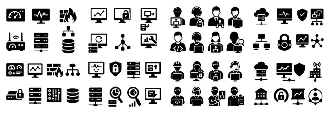 Technology icons set for networking and security