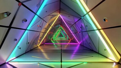 Neon Tunnel Abstract Geometric Light Motion - Powered by Adobe