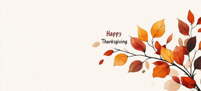 Elegant Thanksgiving greeting with autumn leaves and pumpkin