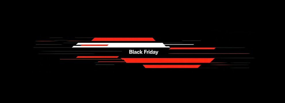 Black Friday sale promotional graphic with red and white bars