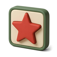 A 3D star icon within a rounded square frame, ideal for user ratings, reviews, or highlighting features in digital interfaces.