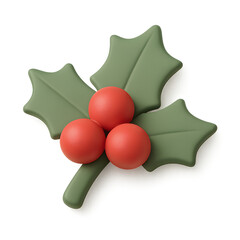 Decorative holly with red berries, ideal for holiday banners, greeting cards, and festive web design accents.