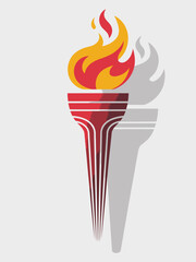 A visually appealing illustration of a dual color torch design, symbolizing enlightenment, guidance, and the quest for knowledge through the use of flame.