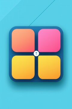 Modern app icon design with blue, pink, and yellow colors