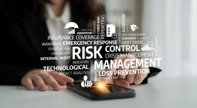 Business professional focuses on risk management, using technology to enhance security, analyze data, and develop strategies for crisis and compliance solutions. Tessel - Powered by Adobe