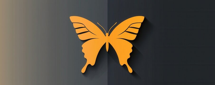 Black butterfly on vibrant orange and dark background