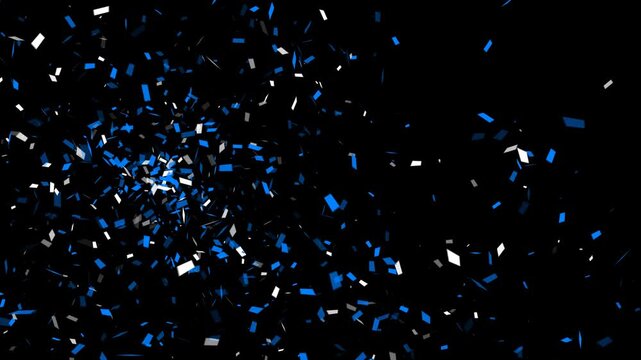 blue and white confetti explosion isolated alpha channel animation,oppening celebration and black friday big sale shopping social media motion design element	