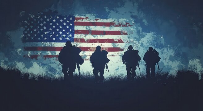 Veterans Day celebration with American flag and abstract stars