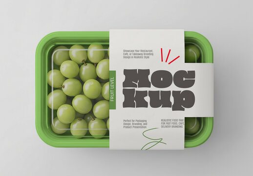Transparent Fruit Container Label Mockup