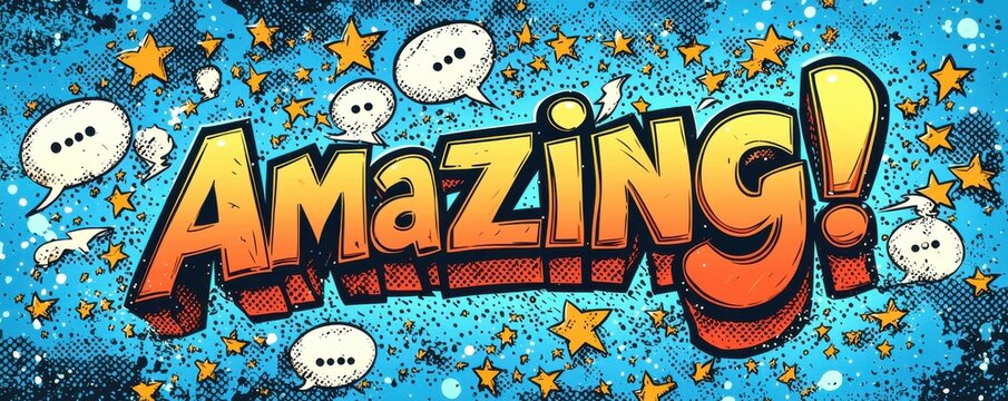 Amazing comic style illustration with vibrant colors and stars