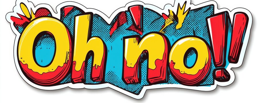 Comic-style illustration featuring the phrase 'Oh no' in bold colors