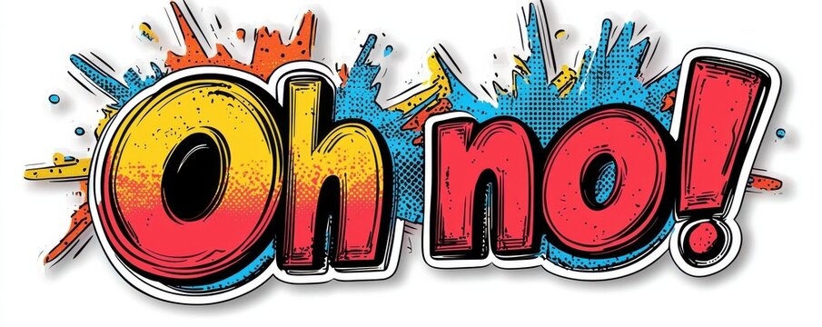 Retro comic style design with the phrase "Oh no!" in vibrant colors