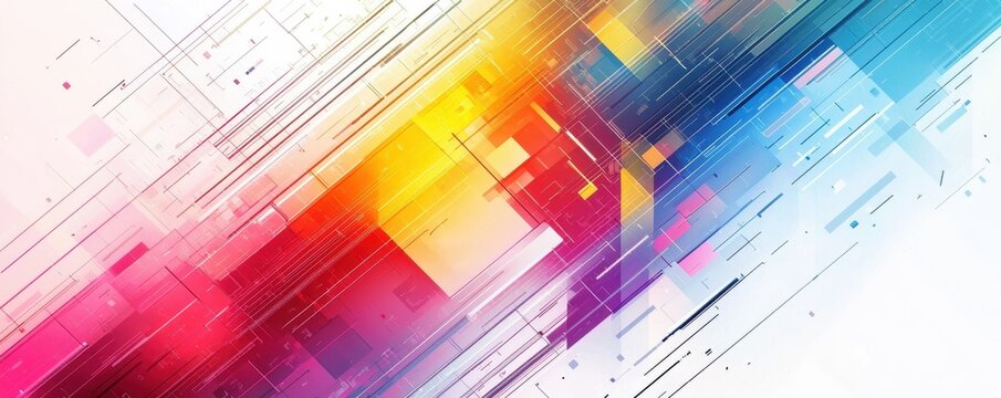 Abstract background with colorful geometric shapes and splashes