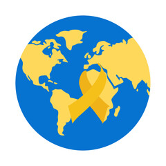 world diabetic day in map with world earth in white background